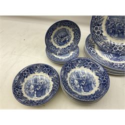 Staffordshire blue and white tea wares to commemorate The Salvation Army Centenary in 1978, 30 pcs