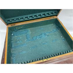 Collection of 19th century and later boxes for restoration, to include a mother of pearl inlay example, oak canteen, large mahogany example etc