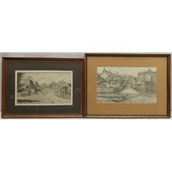 Peter Charles Ward (British 20th century): 'Lockton Village' near Pickering and 'Robin Hood's Bay circa 1900', two pencil drawings signed and titled, one with artist's Cayton address label verso 20cm x 33cm and 23cm x 38cm (2)