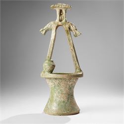 Chinese green glazed model of a well, probably Han dynasty, H44cm 