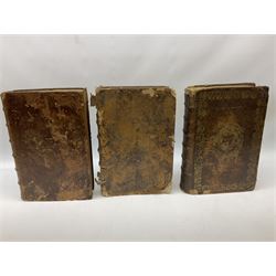 Three 17th century Lugduni (Lyon) printed books each with engraved title page in red and black comprising R.P. Corn Cornelii A Lapide .... Tomus Primus. 1690; R.P. Cornelii Cornelii A Lapide .... 1683; and Hortus Pastorum Sacrae Doctrinae Floribus Polymitus .... 1668. All folio with full calf bindings (3)
