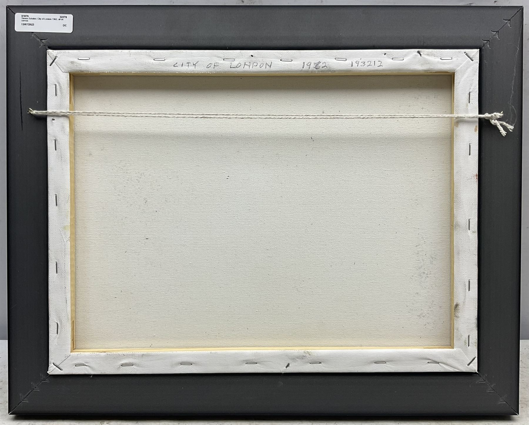 Steven Scholes (Northern British 1952-): 'City of London 1962', oil on canvas signed, titled verso 29cm x 39cm