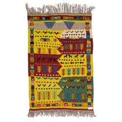 South West Persian Qashqai flatweave kilim, field arranged in bold horizontal bands of saf...