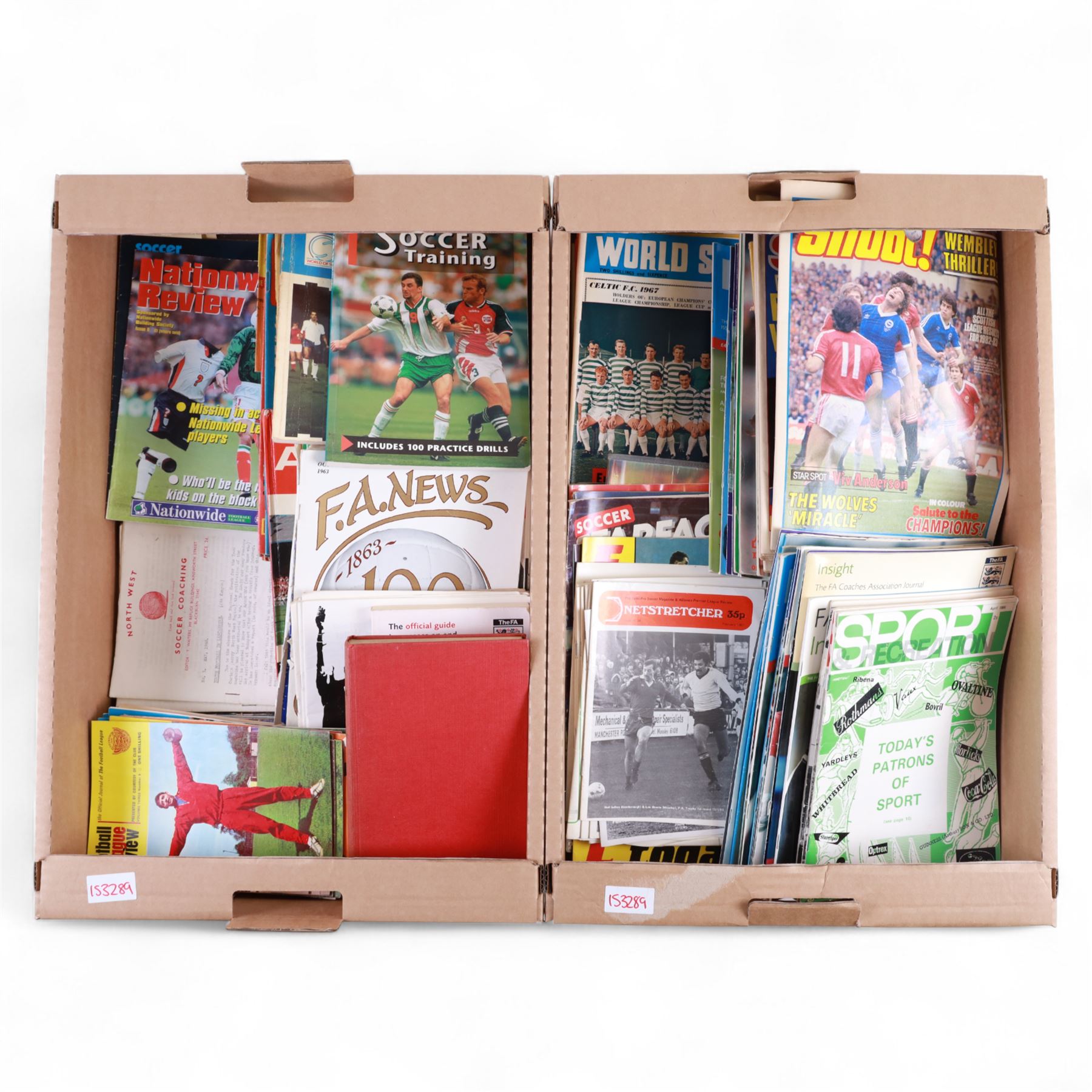 1950s and later cricket and football trophy cups and plaques, including six 1950s Leicester & Rutland Football League and Challenge Cup silver plated trophy cups and plaques, from the estate of former Leicester City player Colin Appleton, LT Shipman's CC Winners Carpenter Cup & Shipman Cup 1954 trophy, Shipman's Cup 1956 and The Filbert's Winners 1956 SWBCC plaque, together with a collection of 1950s and later football magazines, including North West Soccer Coaching, FA News, Football Association Insight Coaching, The Referee's Association, Sport & Recreation, Shoot, Goal, World Soccer, Netstretcher, etc