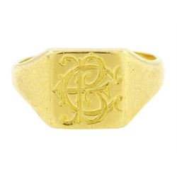 Early 20th century 18ct gold signet ring, monogrammed with initials, hallmarked