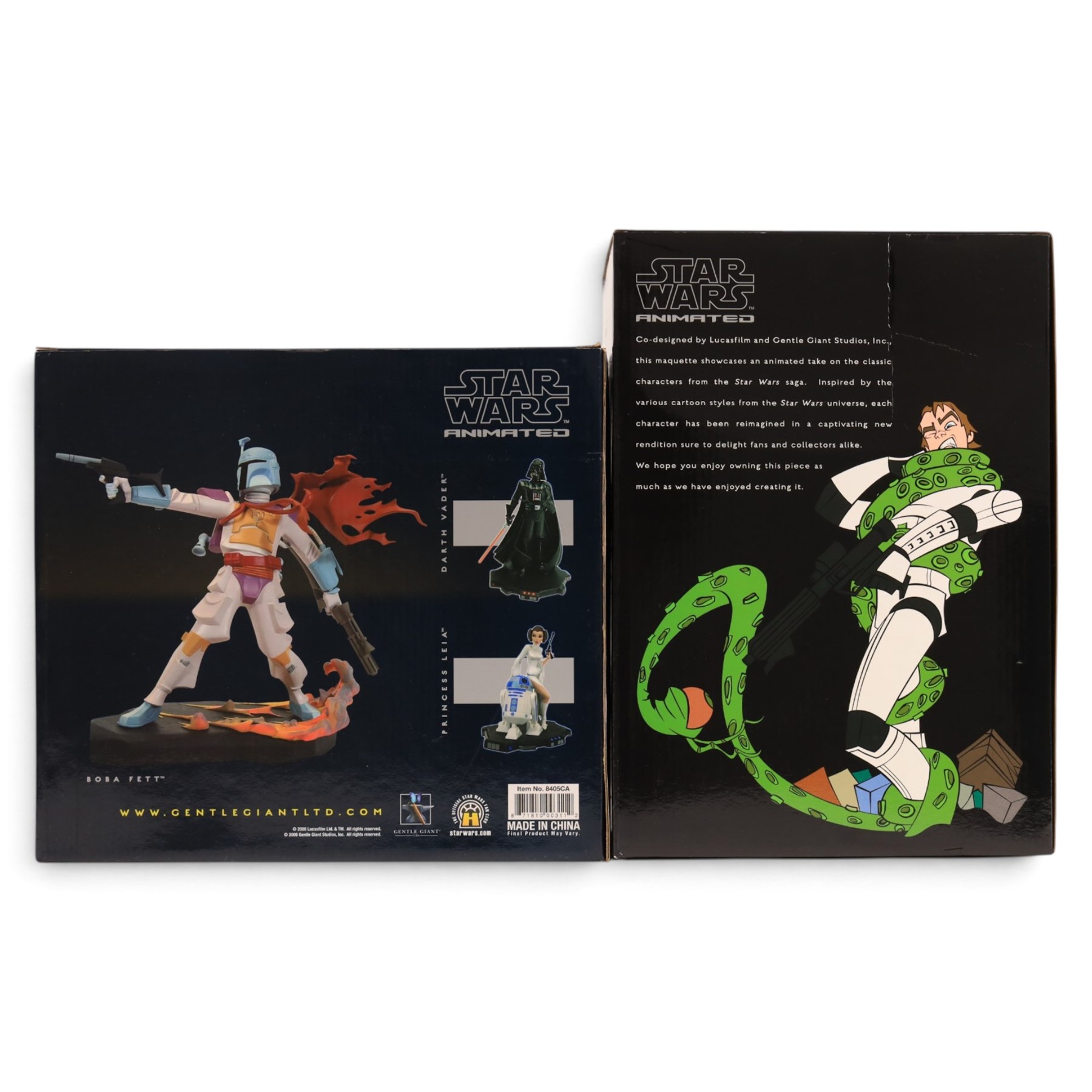 Two limited edition Gentle Giant Star Wars Animated Maquettes, comprising Boba Fett Classic Animation Edition and Luke Skywalker in Stormtrooper Disguise, both boxed
