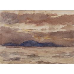 Joseph Richard Bagshawe (Staithes Group 1870-1909): Seascape at Dusk, watercolour signed 12cm x 16.5cm 
Provenance: with Christine Pybus Whitby, from the Bagshawe sketch books