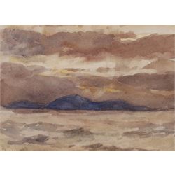 Joseph Richard Bagshawe (Staithes Group 1870-1909): Seascape at Dusk, watercolour signed 12cm x 16.5cm 
Provenance: with Christine Pybus Whitby, from the Bagshawe sketch books