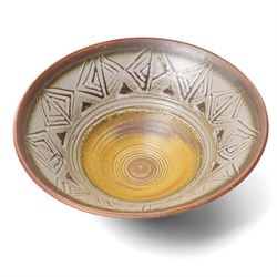 Eric and Meira Stockl of Helyg pottery, Addingham - two studio pottery bowls, larger D40cm (2)