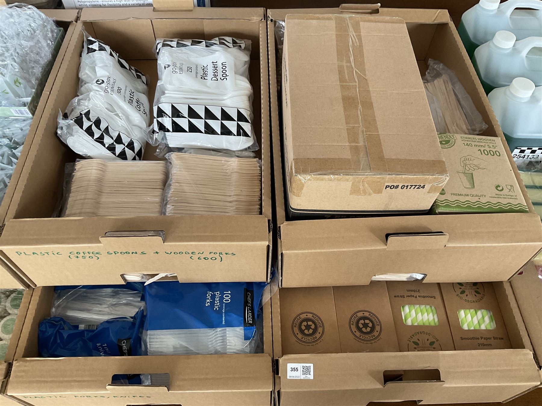 Large quantity of plastic knives, forks, spoons, wooden stirrers, wooden forks, paper straws- LOT SUBJECT TO VAT ON THE HAMMER PRICE - To be collected by appointment from The Ambassador Hotel, 36-38 Esplanade, Scarborough YO11 2AY. ALL GOODS MUST BE REMOVED BY WEDNESDAY 15TH JUNE.