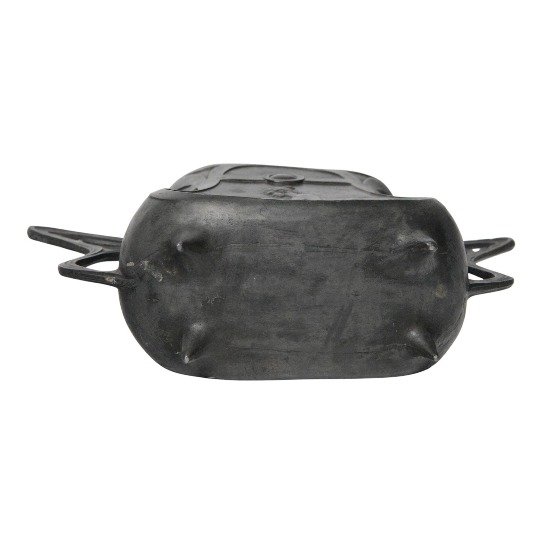 Twin handled Art Nouveau vase, decorated with a female figure by a river and flowers to the other side, with loop handles, H81cm  