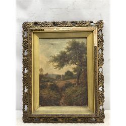 Pair Victorian landscape oils on canvas (a/f), together with quantity of further prints