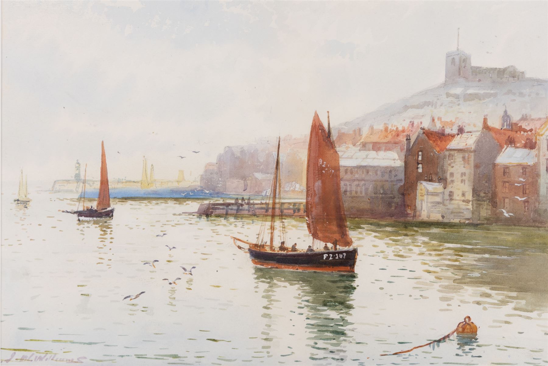 John Wynne Williams (British fl.1900-1920): View of Upper Harbour and Henrietta Street - Whitby, pair of watercolours signed 23cm x 34cm (2)