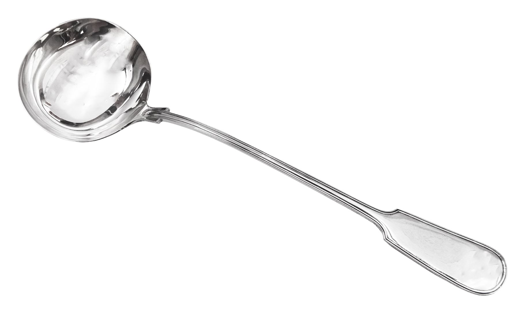 Late Victorian silver Fiddle thread pattern soup ladle, hallmarked Mappin & Webb Ltd, Sheffield 1898, 9.60 ozt (298.6 grams)