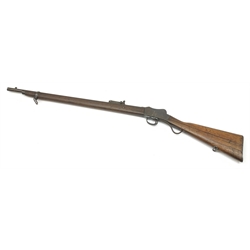 Early 20th century BSA .310 Cadet rifle, the Martini action marked with a kangaroo and 'Commonwealth of Australia', serial no.2947, the walnut stock impressed 7/09 C.M.F. over S.A 1801, 62cm barrel with hinged foresight L103cm overall