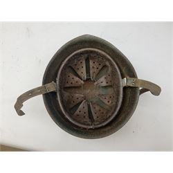 WWII Italian steel helmet with liner and chin strap