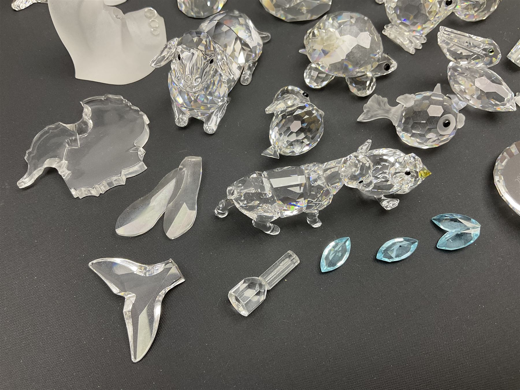 Swarovski Crystal animals, to include sheep, pigs, antelope, cockeral and hen, chicks, Pegasus, owls, giraffe, etc, together with Swarovski Crystal dancer, Isadora
