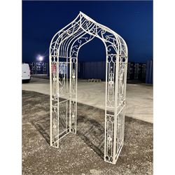 Cream finish wrought metal garden arbour - THIS LOT IS TO BE COLLECTED BY APPOINTMENT FROM DUGGLEBY STORAGE, GREAT HILL, EASTFIELD, SCARBOROUGH, YO11 3TX