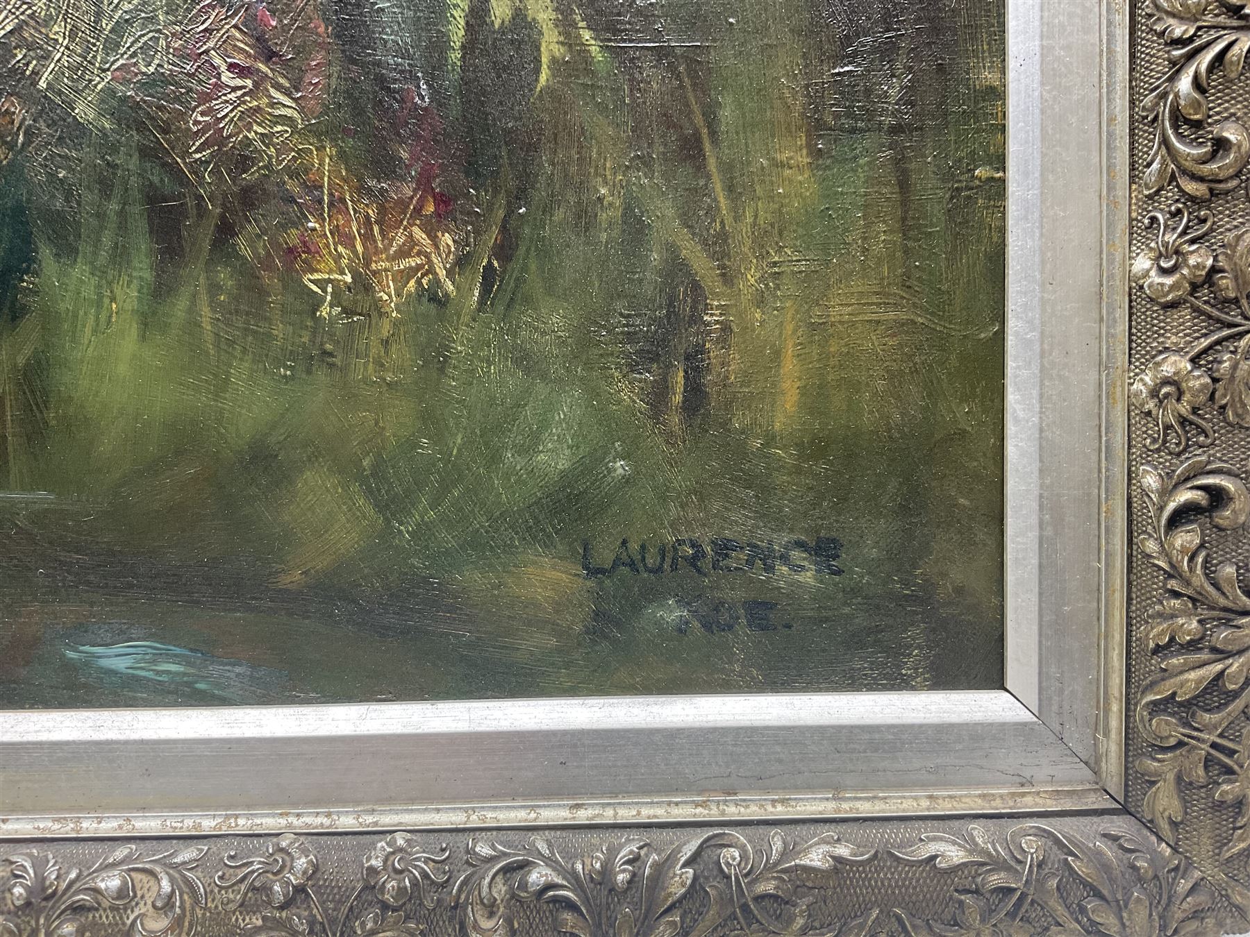 Laurence Koe (British 1863-1913): Autumnal River Landscape, oil on canvas signed 50cm x 60cm