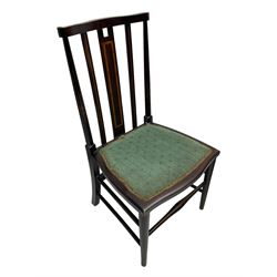 Two Edwardian inlaid mahogany side chairs; early 20th century side chair with satinwood banded splat; and an early 20th century beech chair (4)