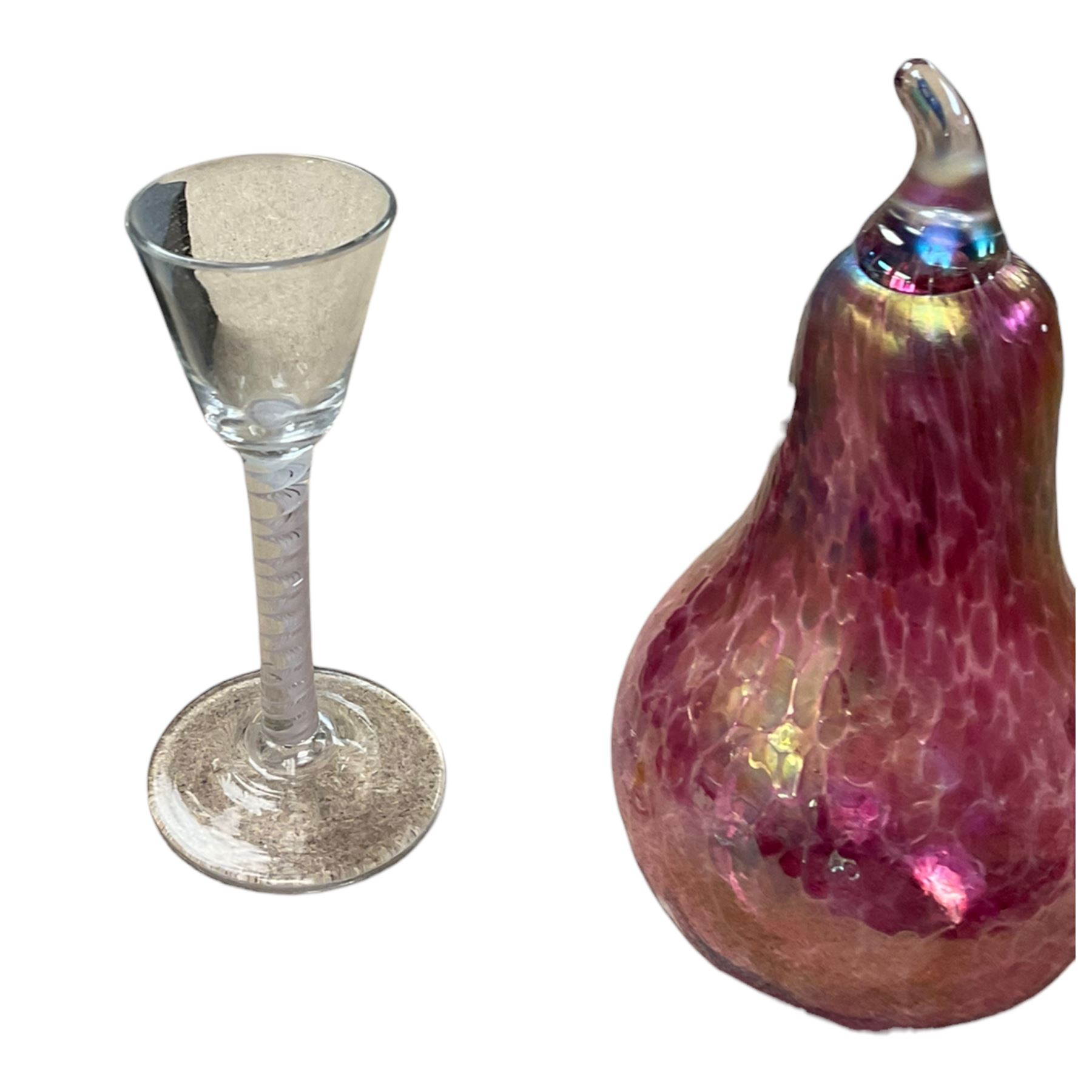 Two Rosenthal glass paperweights, together with Waterford Crystal house and other glass items