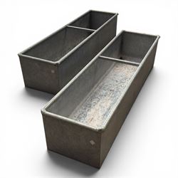 IAE - two galvanised water troughs, one with tap