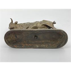 After Bonheur, a bull bronze figure of a bull, upon a stepped oval base, H8cm