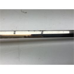 Replica knight's longsword, the 91.5cm double-edged steel blade with basket hilt and wire-bound bone grip with spherical pommel, in leather scabbard L112cm overall