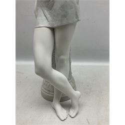 Lladro Privilege figure, Dreams of a Ballerina, modelled as a ballerina leaning against a pillar holding her ballet shoes, limited edition 396/1000, sculpted by Jose Puche, no 1889, with original box, year issued 2003, yea retired 2004, H52cm 