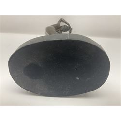 After Joseph Michel Ange Pollet, bronze nude figure of a woman, upon an oval marble base, H46cm