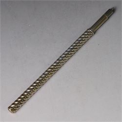 Victorian silver dip pen, with wrythen barrel, hallmarked William Neale, Birmingham 1892, L16cm