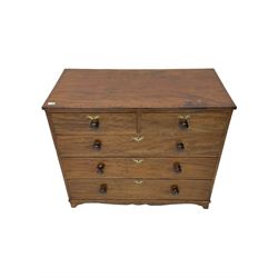 Early 19th century mahogany chest, fitted with two short and three long drawers