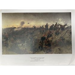 Large poster entitled 'Crests and Badges of the British Army in Daily Use 56 x 86cm; together with twenty-five colour prints of military interest including Crimean War, Boer War, WW2 etc; various sizes; all unframed