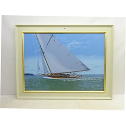  James Miller (British 1962-): Classic Yachts - 'Mariquita - Magnificent Fife', oil on canvas signed, titled verso 64cm x 90cm  