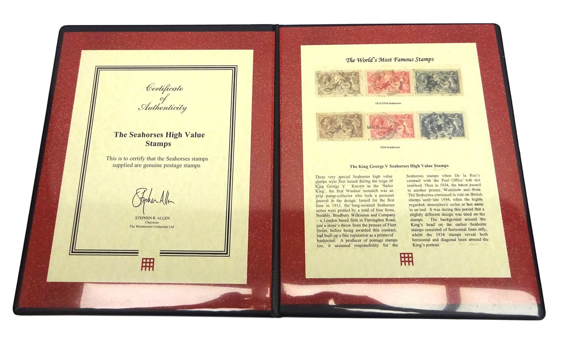 Stamps including 'The Seahorses High Value Stamps' in Westminster folder, various Queen Victoria and later Great British stamps, small number of Queen Elizabeth II mint decimal stamps, 'Royal Mail Special Stamps 1991' etc