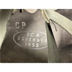 French Algerian War Red Cross steel helmet, marked 'CP ICA Esperaza 1955'; green finish with crudely painted Red Cross logo to the front
