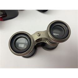 No2 folding autographic brownie, Exakta Varex IIb camera, brass three draw telescope, H.H. Son Ltd binoculars, Carl Zeiss Jena Jenoptem 7x50W binoculars etc