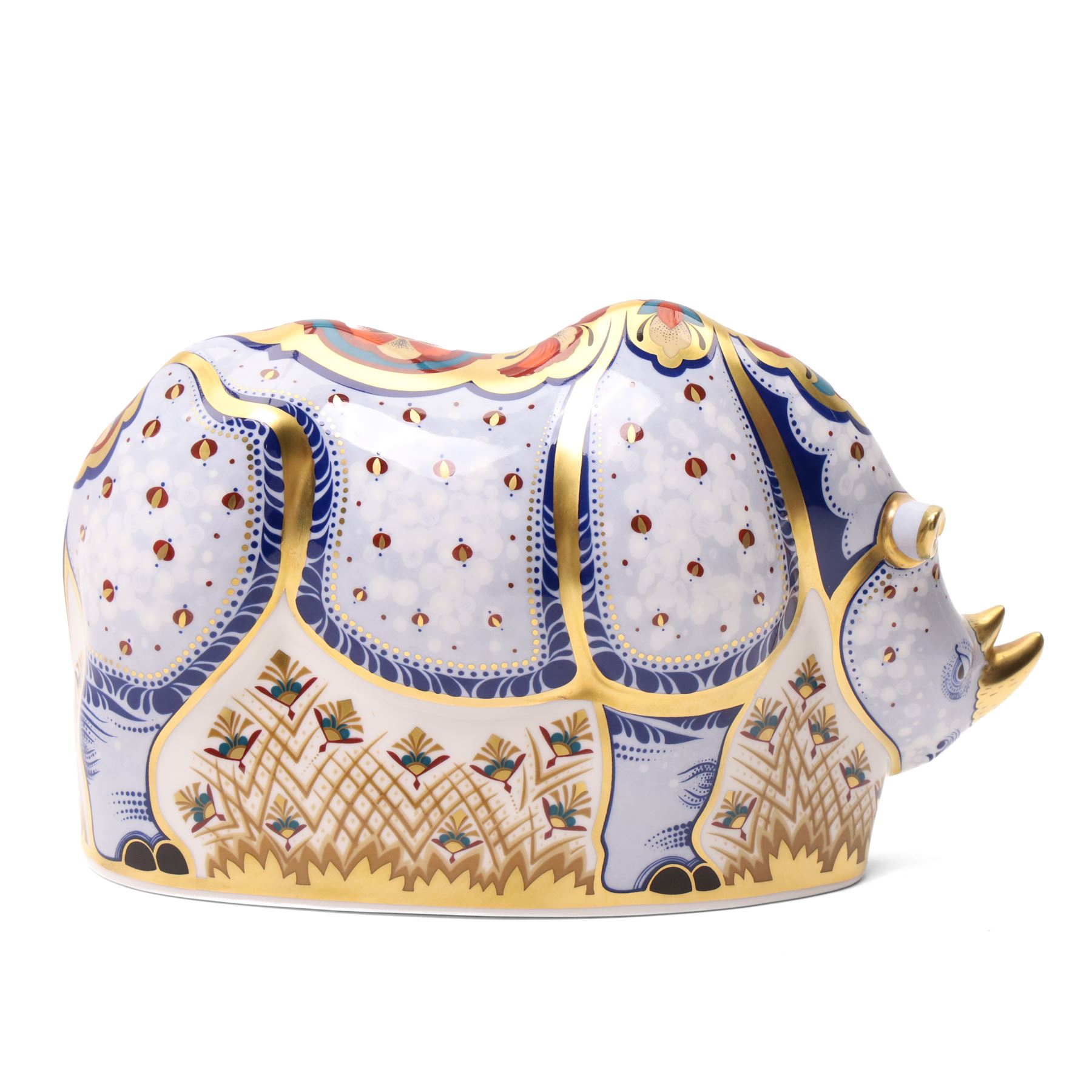 Royal Crown Derby  White Rhino paperweight from the Endangered Species series, gold stopper, limited edition commissioned by Sinclairs 177/1000 with certificate
