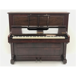  Edwardian C.Bechstein rosewood cased upright piano, cast iron over strung, tape and check action (W147cm, H127cm, D61cm) and an oak barley twist stool (2)  