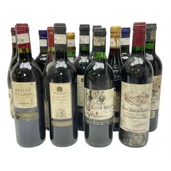 Mixed wine, including Roc de L'Espinas 2002, Cabernet Sauvignon, 2003 Merlot de Carsac, Castillo de Maluenda 1995 Calatayud etc, various content and proof (14)