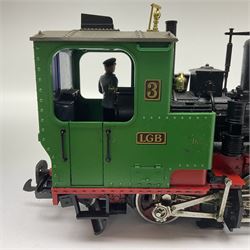 LGB (Lehmann Gross Bahn) G scale, gauge 1 0-4-0 tank locomotive, no 2774, in green, red and black livery, unboxed