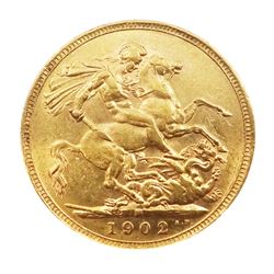 King Edward VII 1902 gold full sovereign coin, Melbourne mint