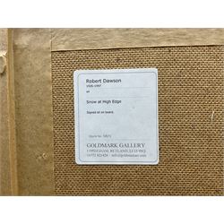 Robert Dawson (British 1926-1997): 'Snow at High Edge', oil on board signed with initials, titled on gallery label verso 67cm x 90cm 
Provenance: with the Goldmark Gallery, Uppingham, label verso