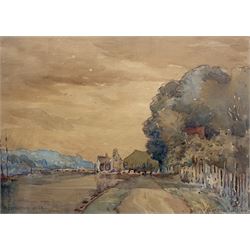 GW Collins (British 19th/20th Century): 'Alington Lock', watercolour signed, titled and dated '34, 23cm x 32cm 