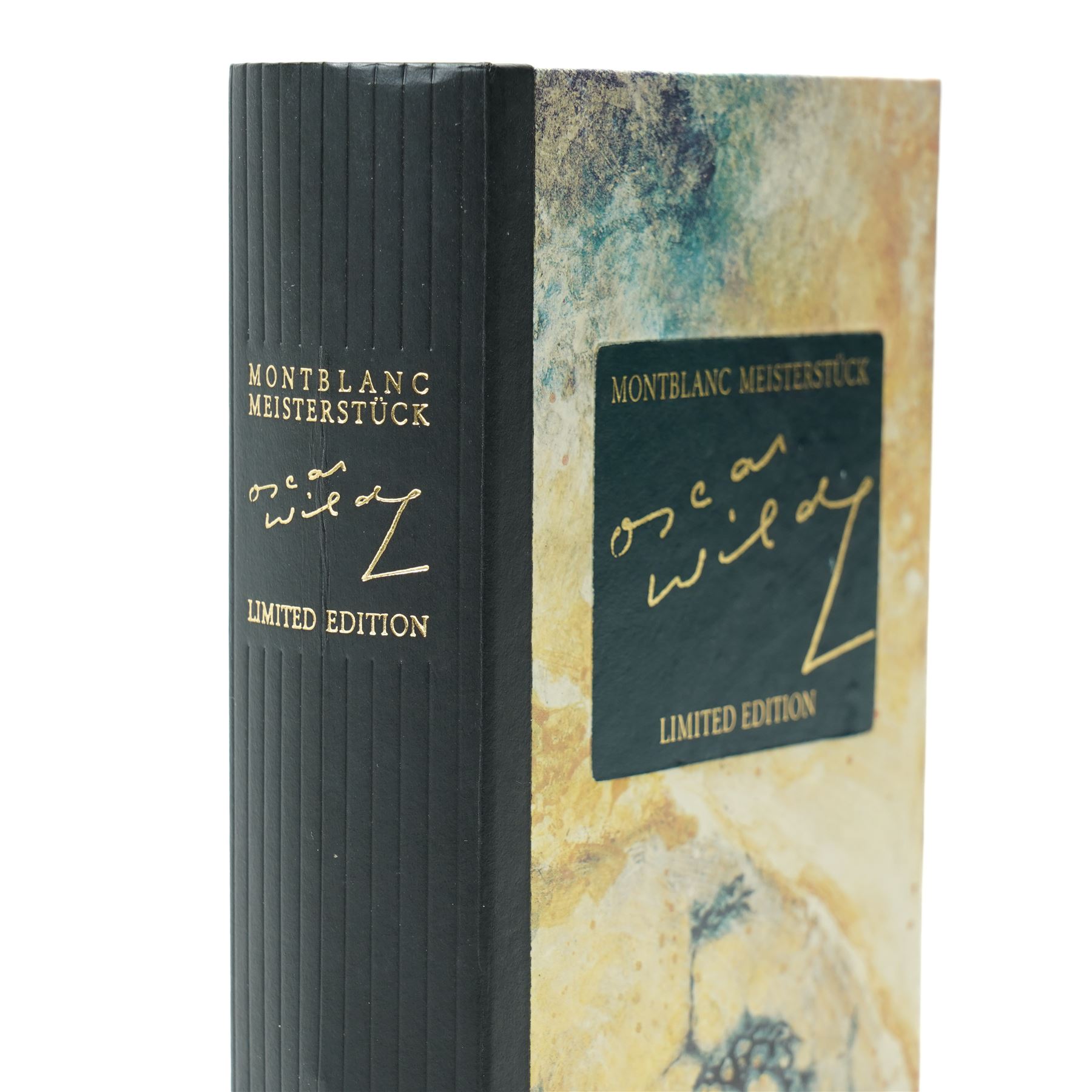 Montblanc Meisterstück Oscar Wilde limited edition fountain pen, black resin cap and barrel with marbled ivory and black patterned lower barrel and gold-plated fittings, the cap signed with Oscar Wilde facsimile and surmounted by the white star emblem, fitted with a medium 18K (750) gold nib engraved 4810, 1994 and MONTBLANC, model no. 28616, presented in original lined fitted case in the form of a book with outer box