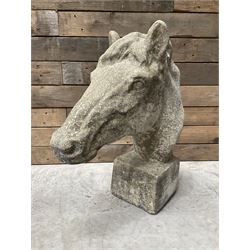 Cast stone horse head figure