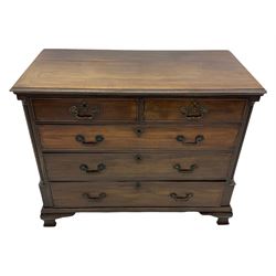 Georgian mahogany chest, fitted with two short and three long drawers flanked by carved fluted pilasters, raised on ogee bracket feet