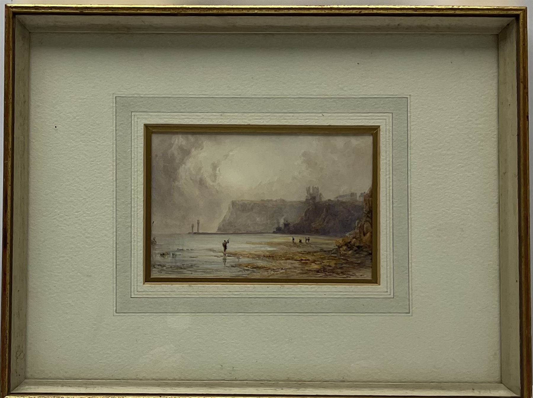 George Weatherill (British 1810-1890): Whitby Piers with Figures on Upgang Beach, watercolour unsigned 9cm x 14cm
Provenance: part of an important single owner Weatherill Family collection