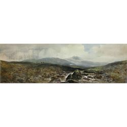 William Widgery (British 1822-1893): Cattle in a Panoramic Highland Landscape, watercolour signed 24cm x 74cm