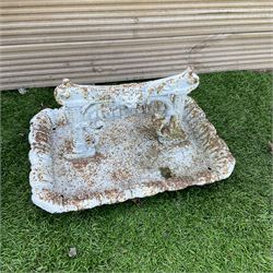 White painted cast iron ornate boot scraper - THIS LOT IS TO BE COLLECTED BY APPOINTMENT FROM DUGGLEBY STORAGE, GREAT HILL, EASTFIELD, SCARBOROUGH, YO11 3TX